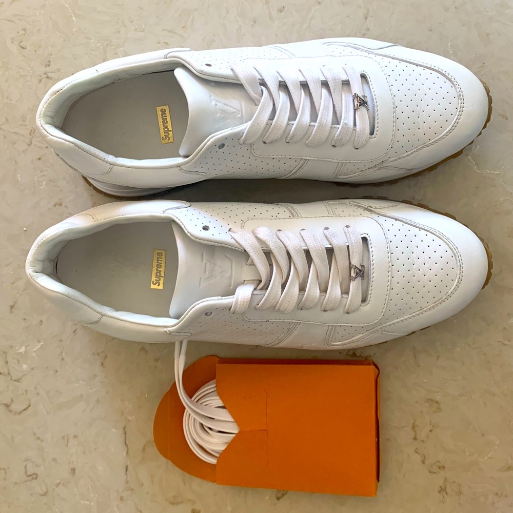 Louis Vuitton x Supreme Run Away Sneaker in White Gum